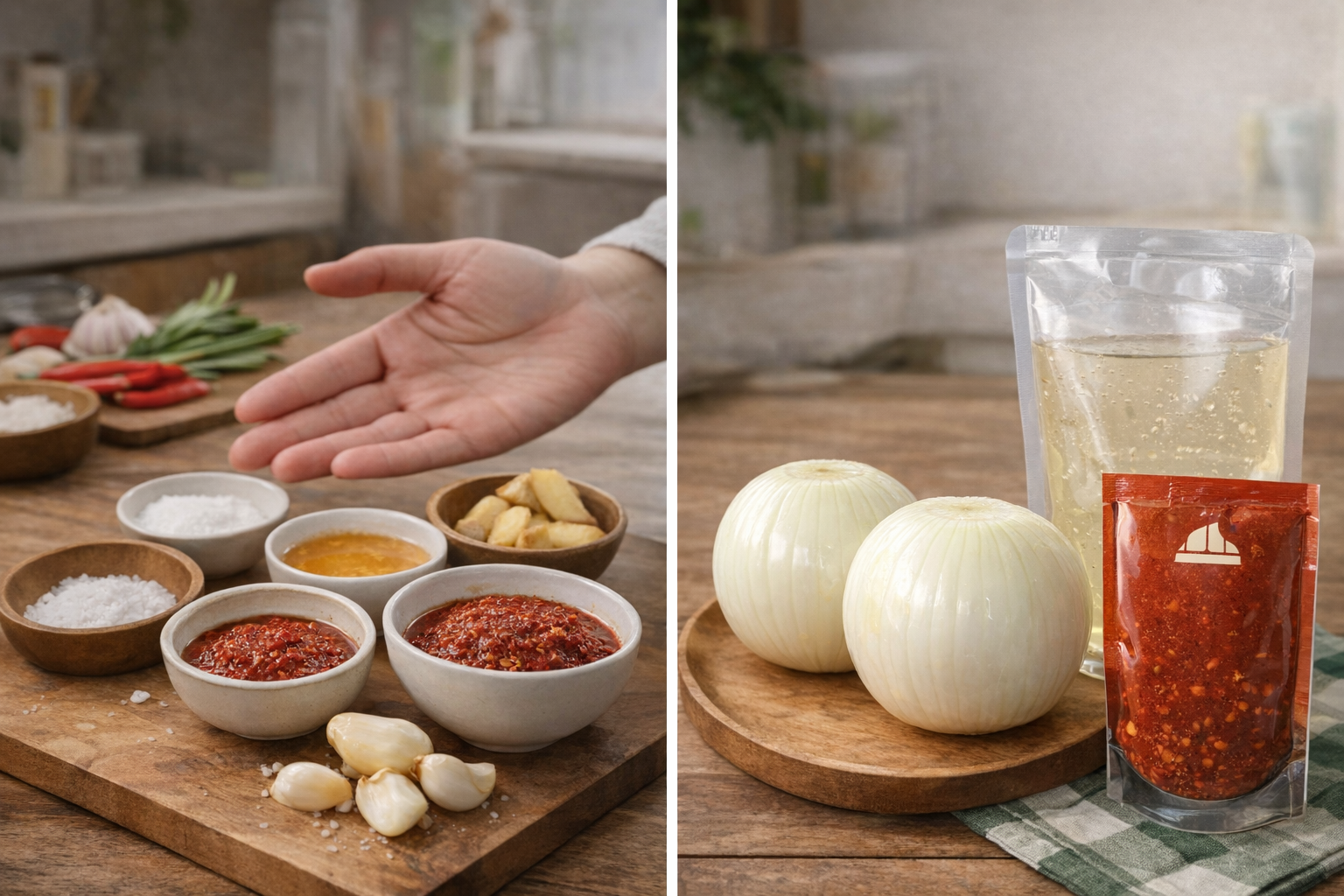 김치 재료가 복잡한 장면