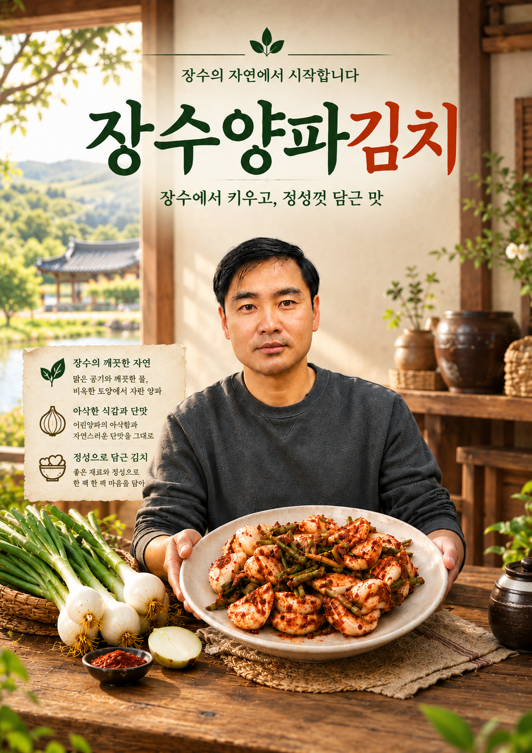 뜨거운 태양을 견딘 매콤한 장수양파김치 포스터