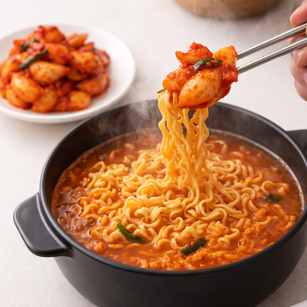 밥 위에 올린 장수양파깍두기